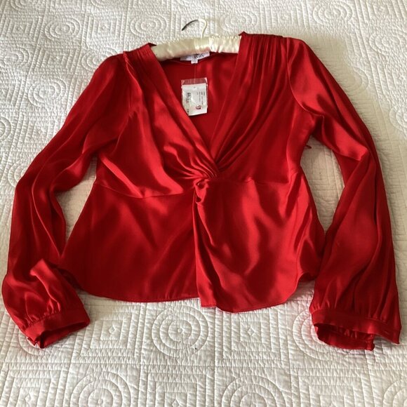 NWT INTERMIX Dawn Silk Knot Front Top Size 2 Coral - Picture 10 of 15